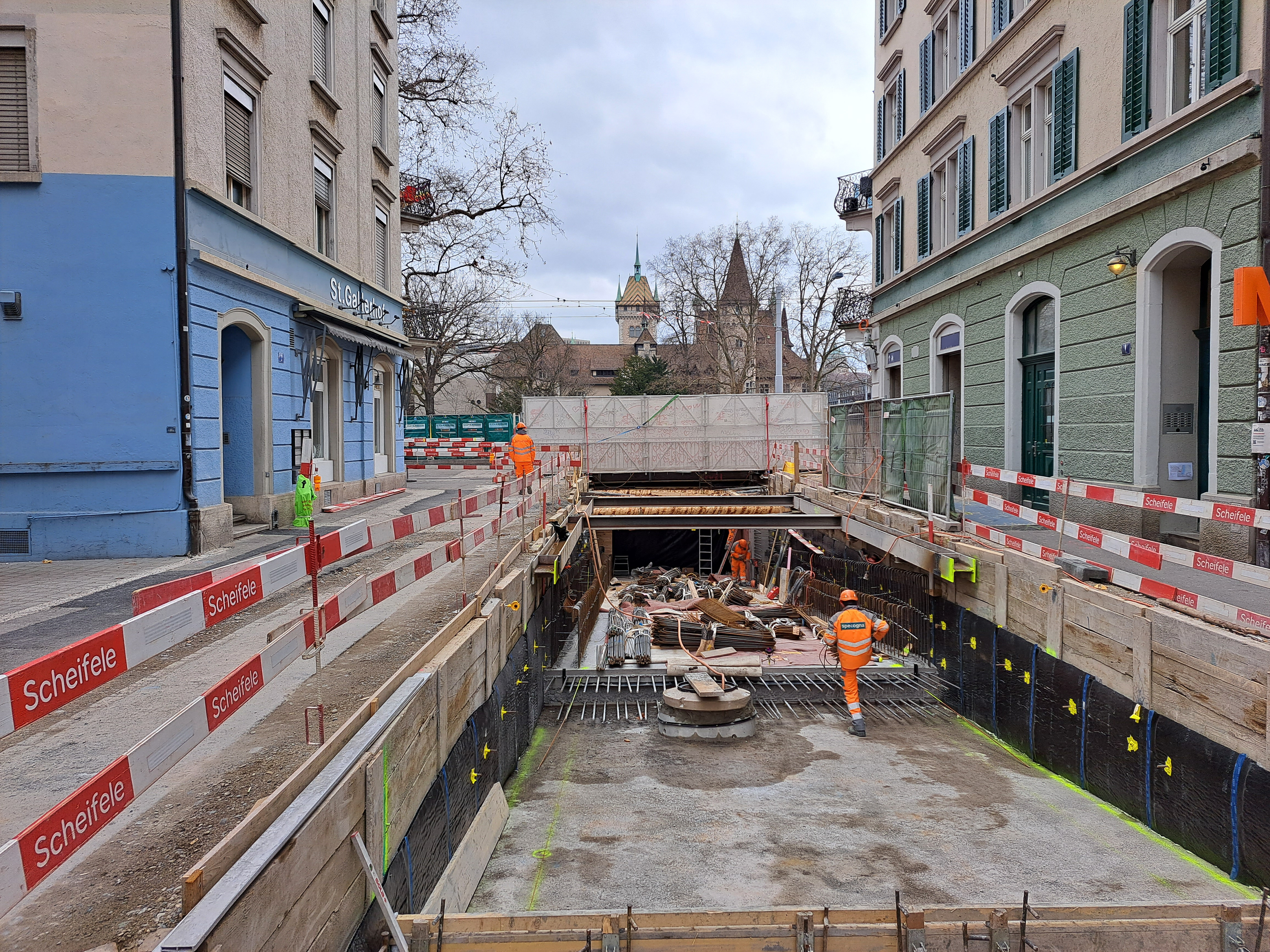 Bauarbeiten an der Rampe Konradstrasse Februar 2023
