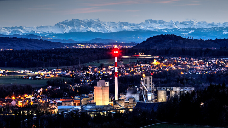 JURA CEMENT Werk Wildegg by night JURA CEMENT Werk Wildegg by night