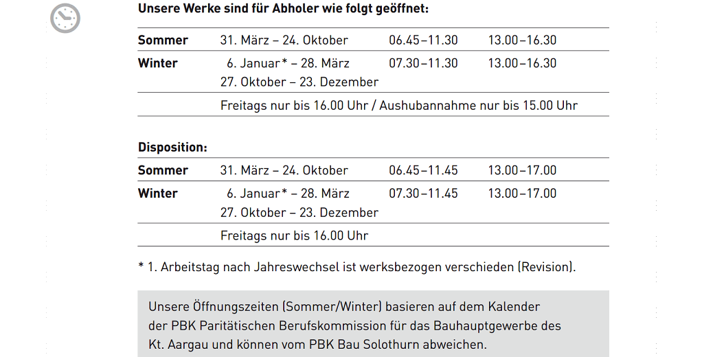 Öffnungszeit Aarebeton 2025 Öffnungszeit Aarebeton 2025
