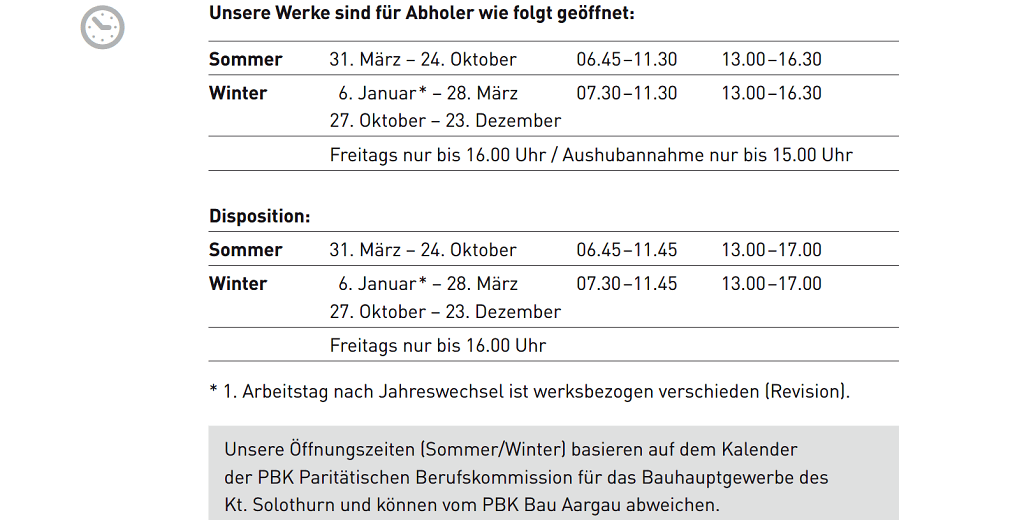 Öffnungszeit Aarekies 2025 Öffnungszeit Aarekies 2025