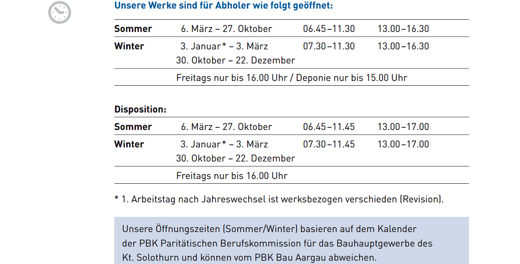 Öffnungszeiten Aarekies KJR Öffnungszeiten Aarekies KJR