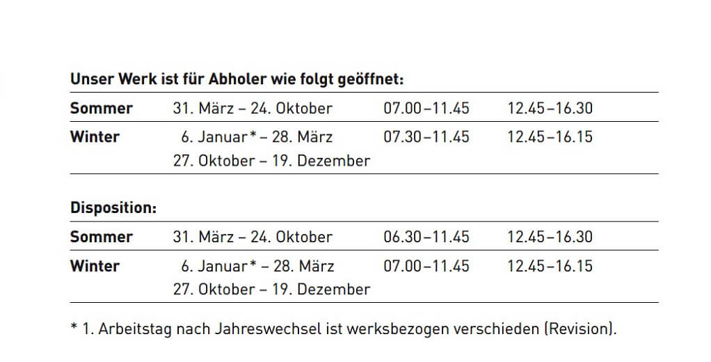 Oeffnungszeiten BOW 2025 Oeffnungszeiten BOW 2025