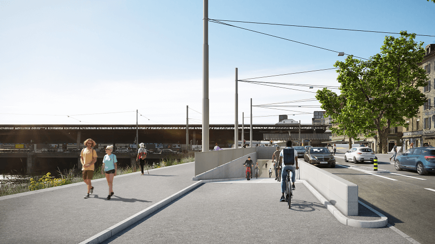 Visualisierung Velotunnel Rampe Sihlquai Visualisierung Velotunnel Rampe Sihlquai